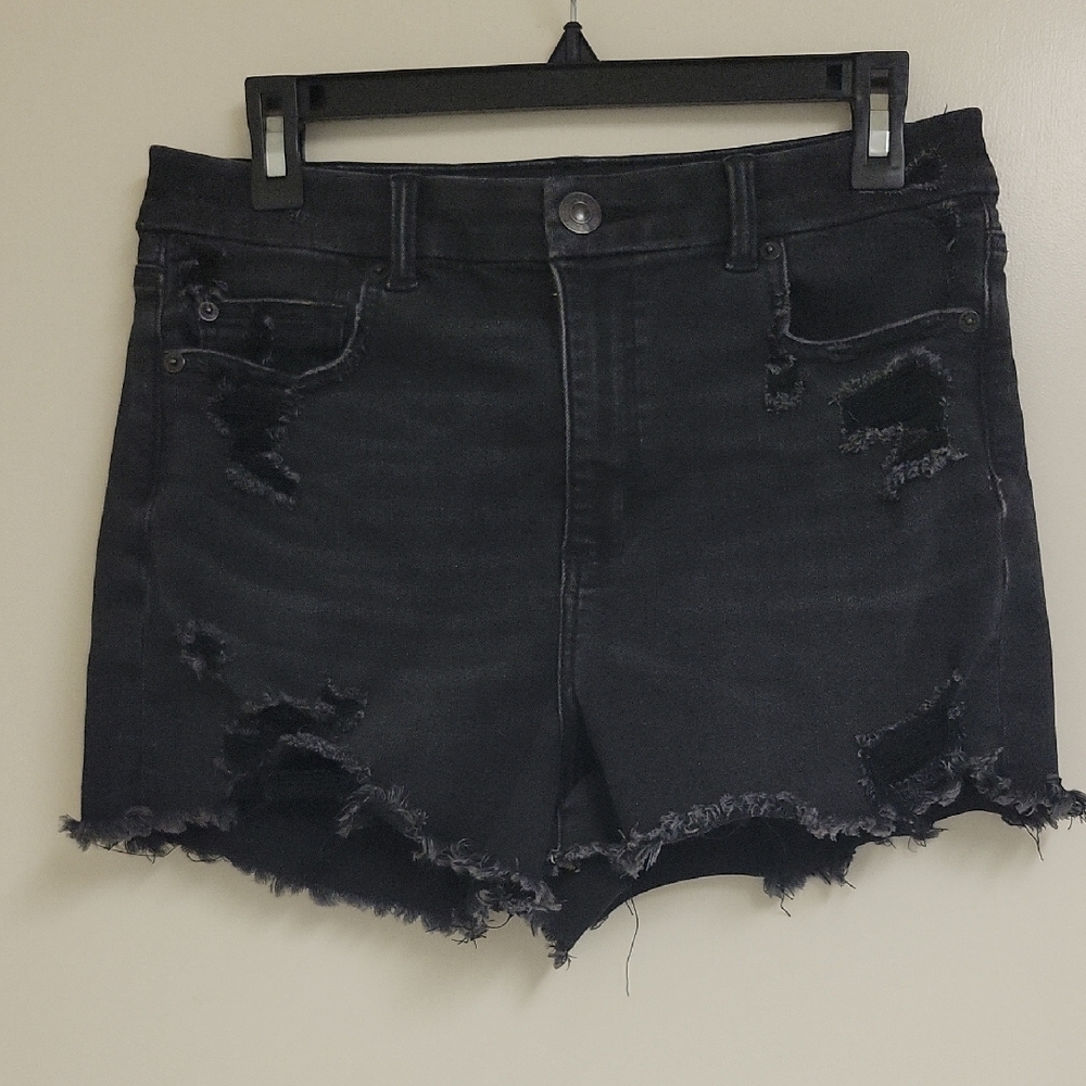 American Eagle Black Distressed Jean Shorts
